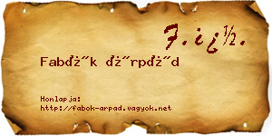 Fabók Árpád névjegykártya