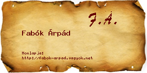 Fabók Árpád névjegykártya