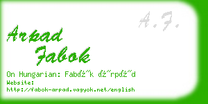 arpad fabok business card